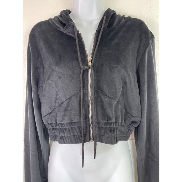 Velvet Hooded Cropped Sweater Size Varius - Picture 2 of 6